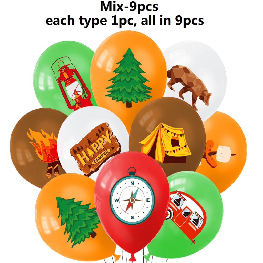 9pcs Happy Camping Balloon, Ou - đánh giá và giá Outdoor Adventure Birthday Party
